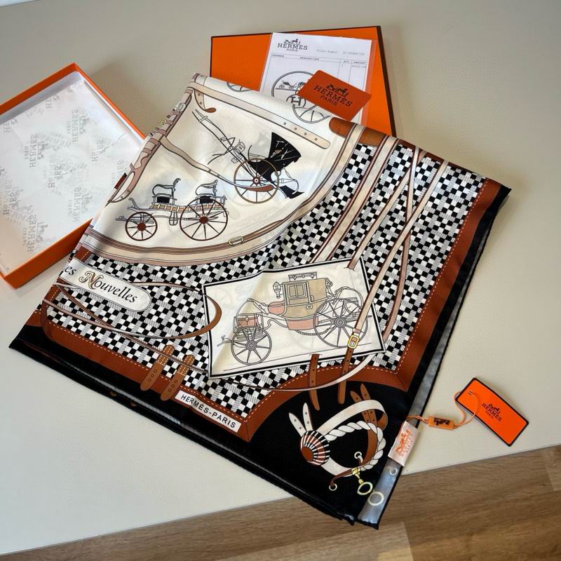 Hermes Silk Scarf 90X90cm E01 (11)