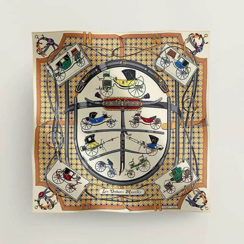 Hermes Silk Scarf 90X90cm E01 (46)