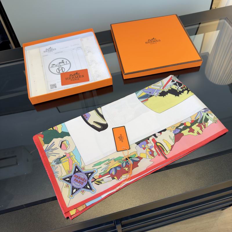 Hermes Silk Scarf 90X90cm E02 (6)
