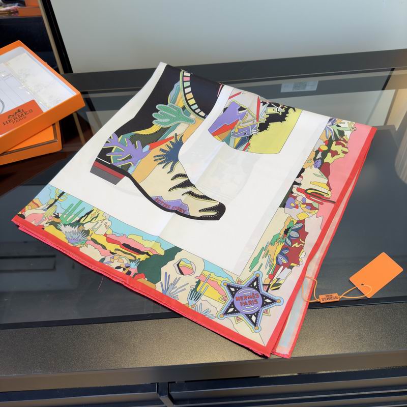 Hermes Silk Scarf 90X90cm E02 (7)