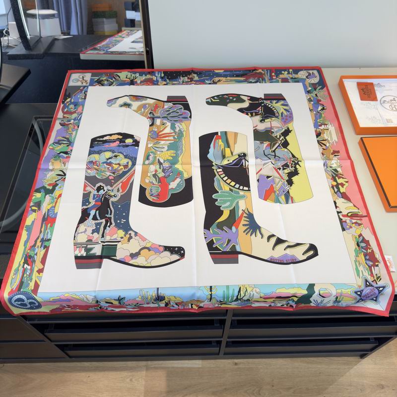 Hermes Silk Scarf 90X90cm E02 (8)