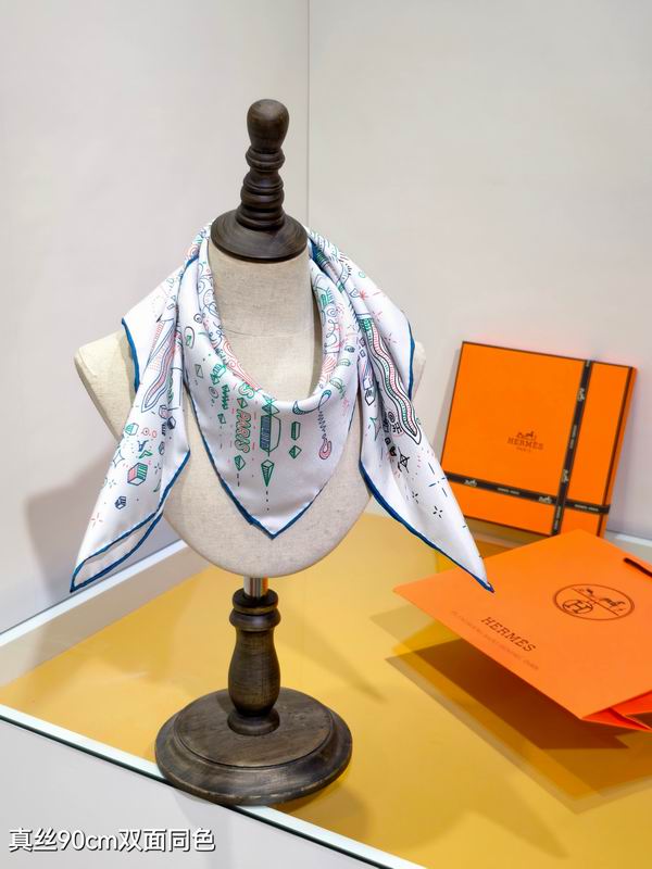 Hermes Silk Scarf 90X90cm E17 (22)