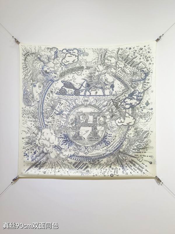 Hermes Silk Scarf 90X90cm E17 (38)