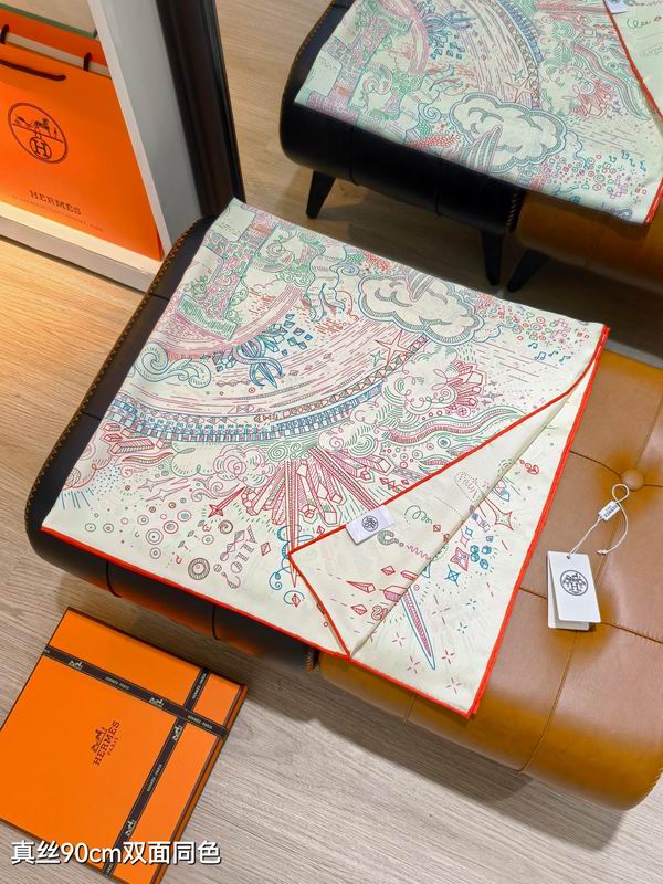 Hermes Silk Scarf 90X90cm E17 (7)