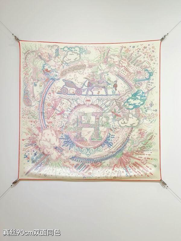 Hermes Silk Scarf 90X90cm E17 (8)