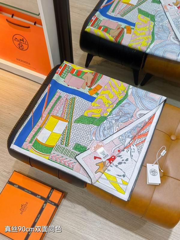 Hermes Silk Scarf 90X90cm E18 (8)
