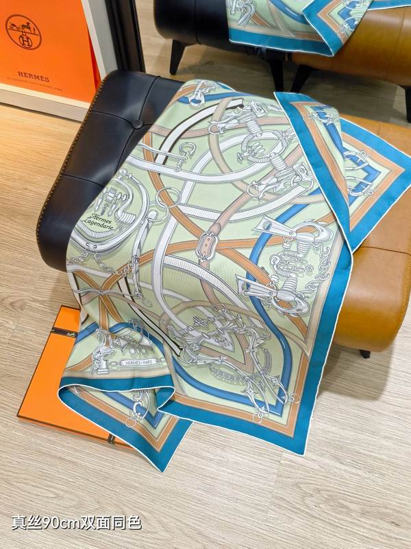 Hermes silk scarf 90X90cm E17 (32)