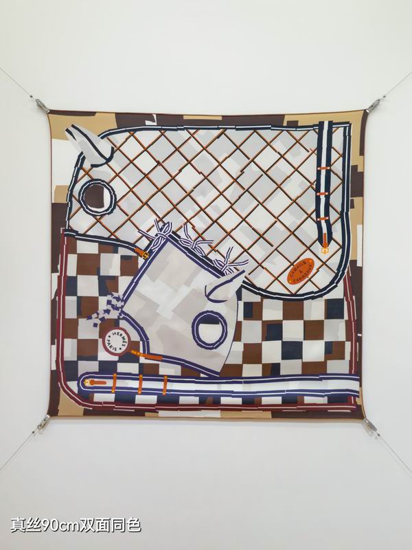 Hermes silk scarf 90X90cm E35 (18)