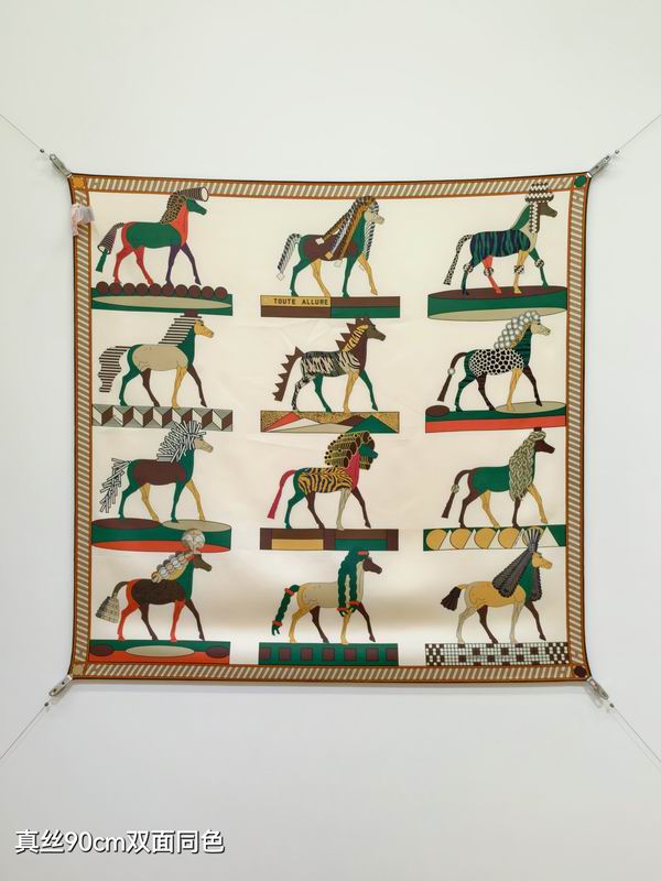 Hermes silk scarf 90X90cm E36 (28)