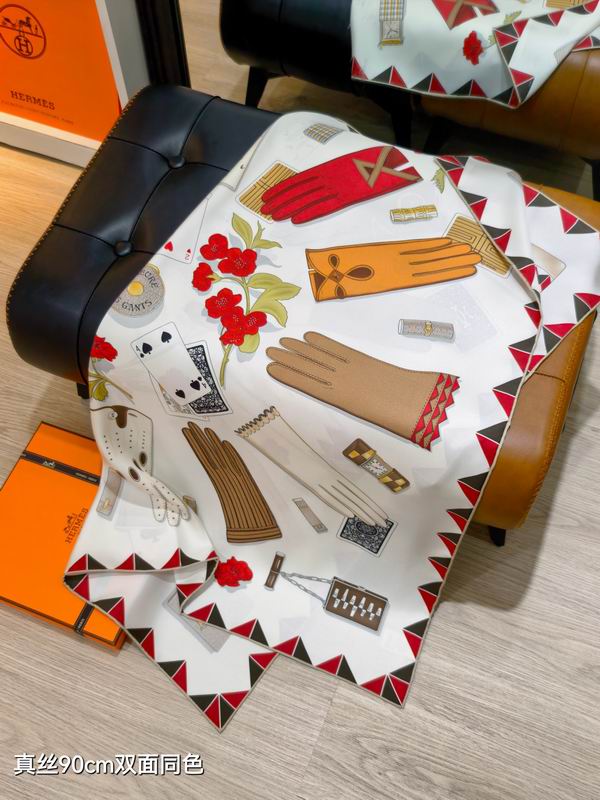 Hermes silk scarf 90X90cm E38 (6)