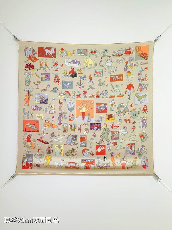 Hermes silk scarf hm (326)