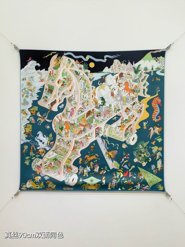 Hermes silk scarf hm (332)