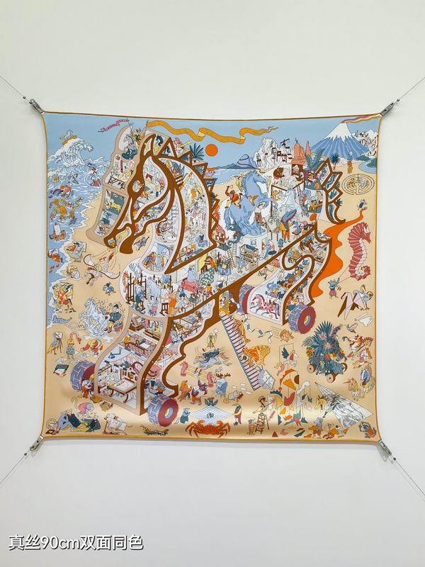 Hermes silk scarf hm (335)