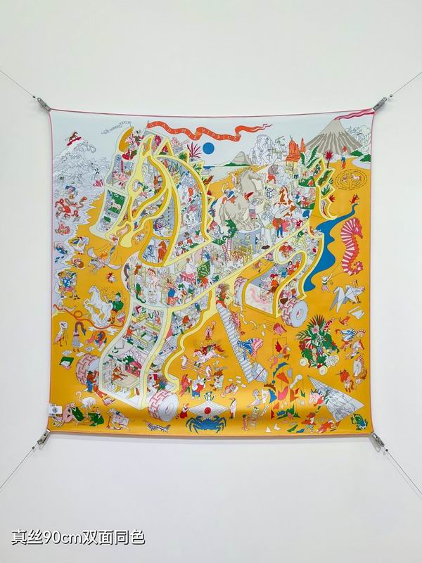 Hermes silk scarf hm (338)