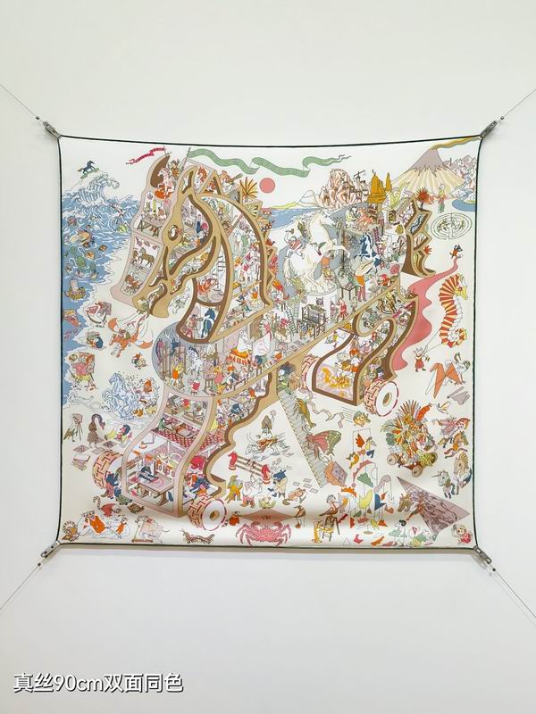 Hermes silk scarf hm (341)