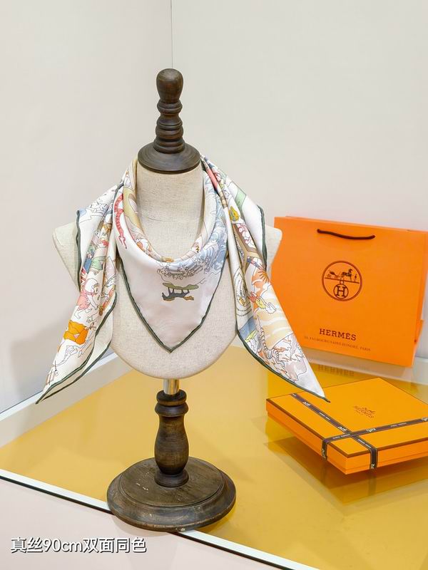 Hermes silk scarf hm (343)