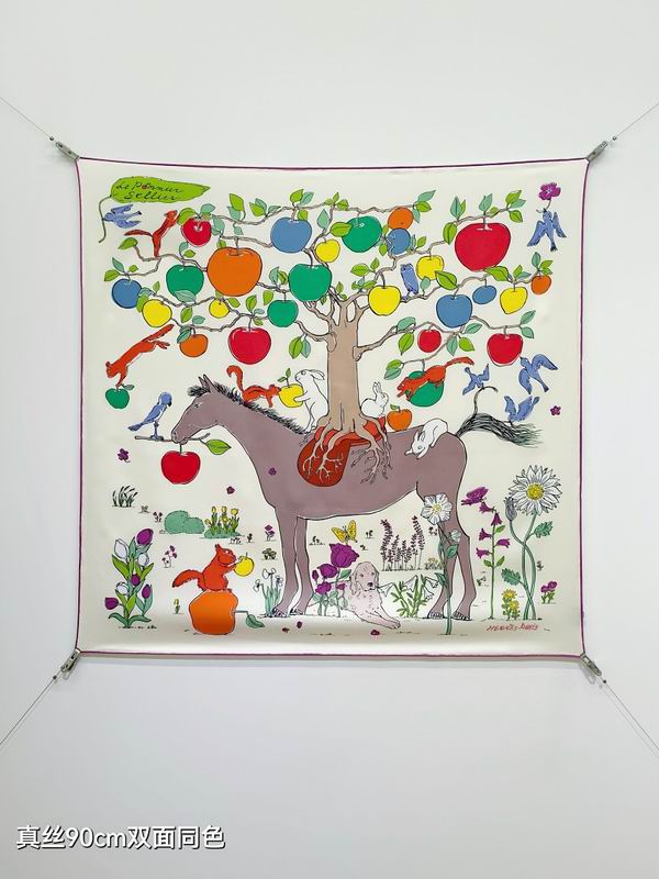 Hermes silk scarf hm (361)