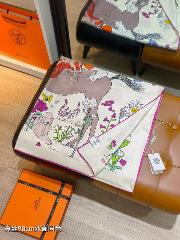Hermes silk scarf hm (362)