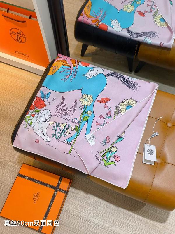 Hermes silk scarf hm (365)