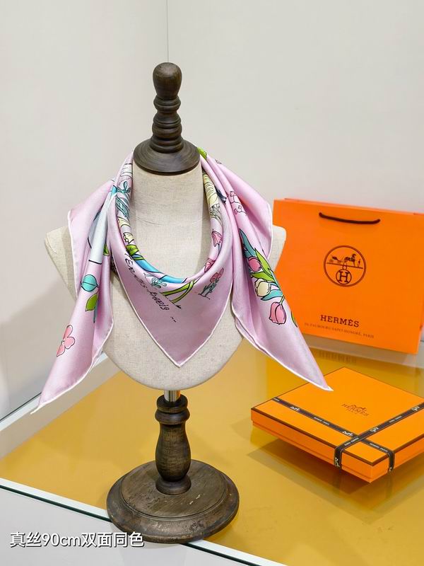 Hermes silk scarf hm (366)