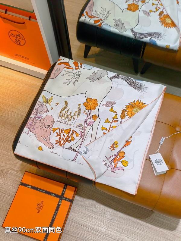 Hermes silk scarf hm (368)