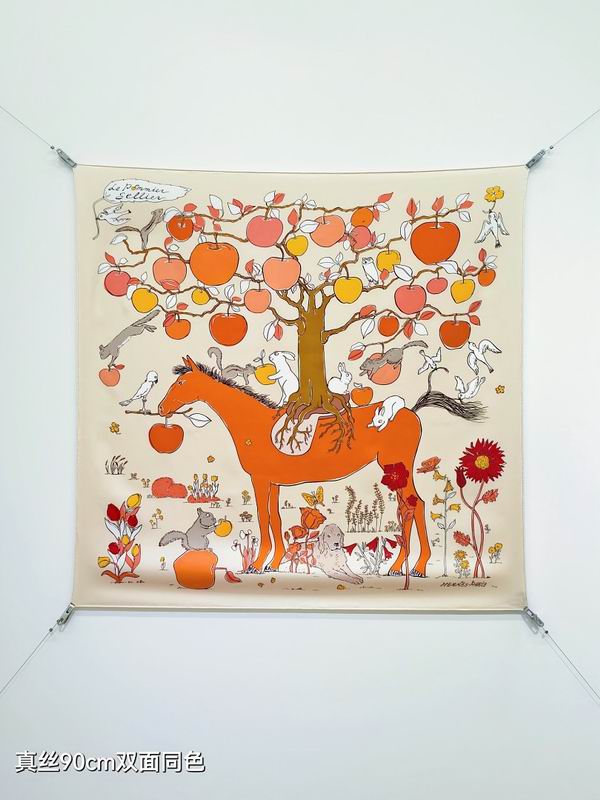 Hermes silk scarf hm (373)