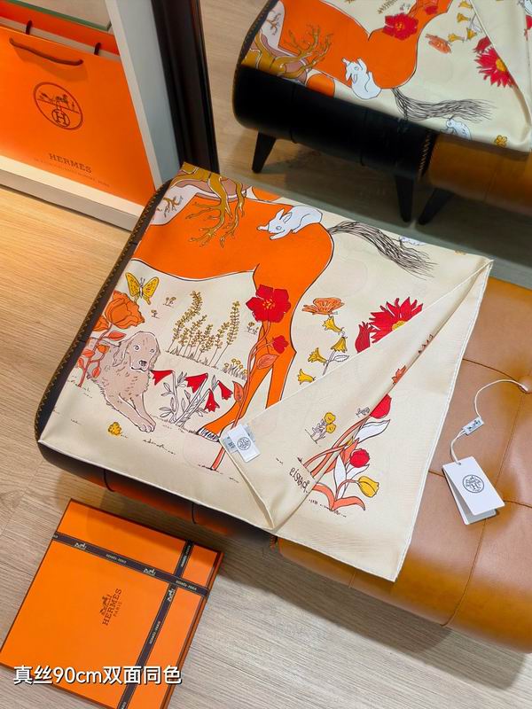 Hermes silk scarf hm (374)