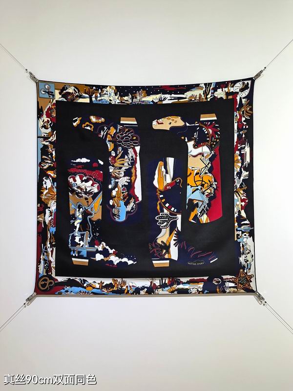 Hermes silk scarf hm (386)