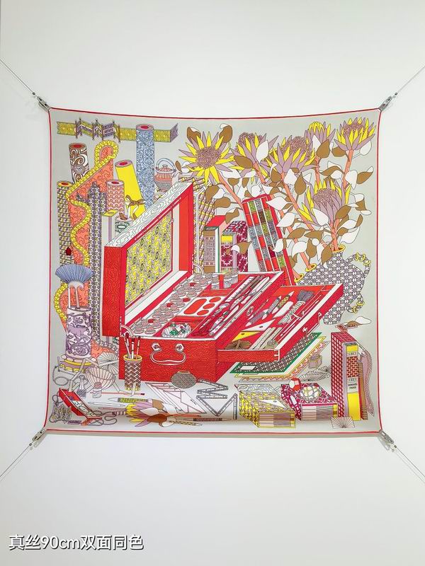 Hermes silk scarf hm (389)