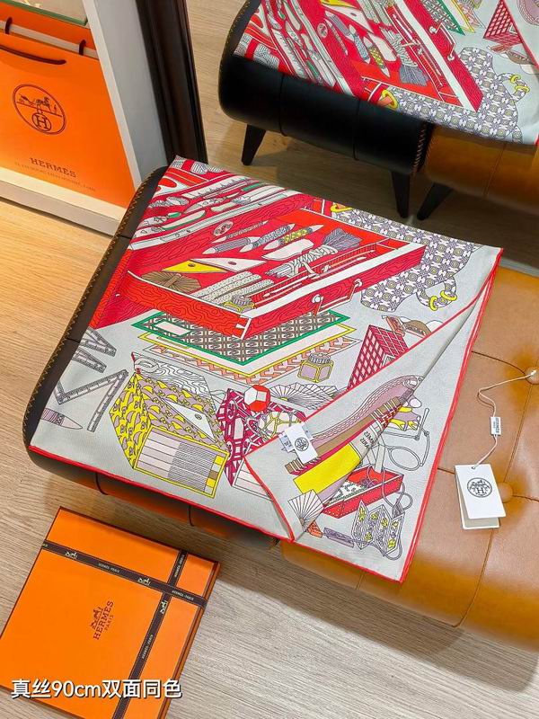 Hermes silk scarf hm (390)