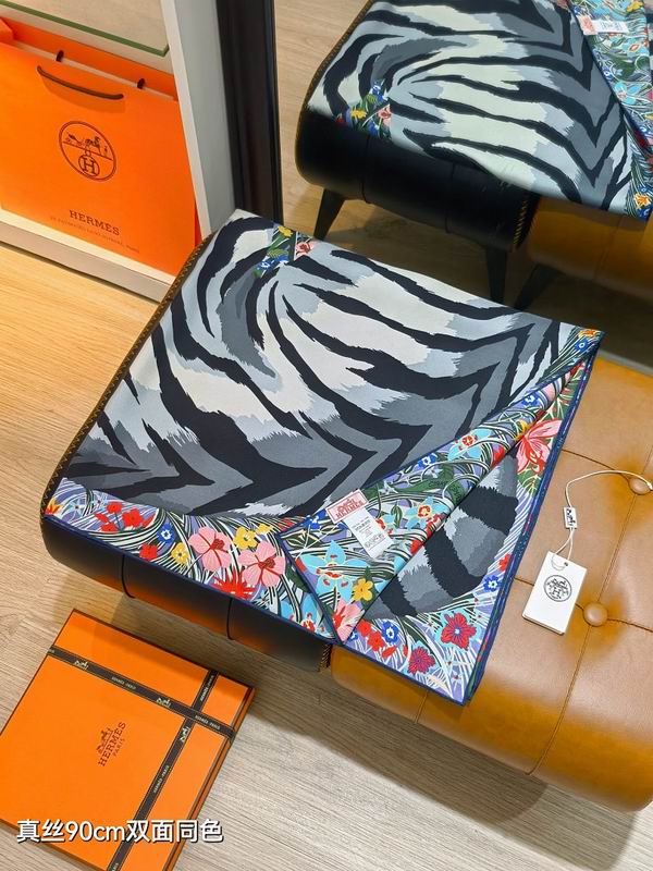 Hermes silk scarf hm (393)