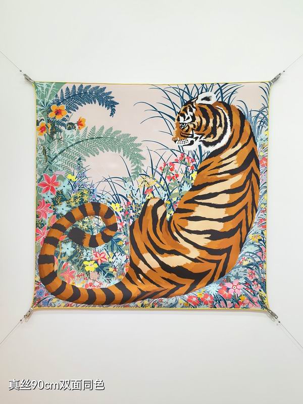 Hermes silk scarf hm (395)