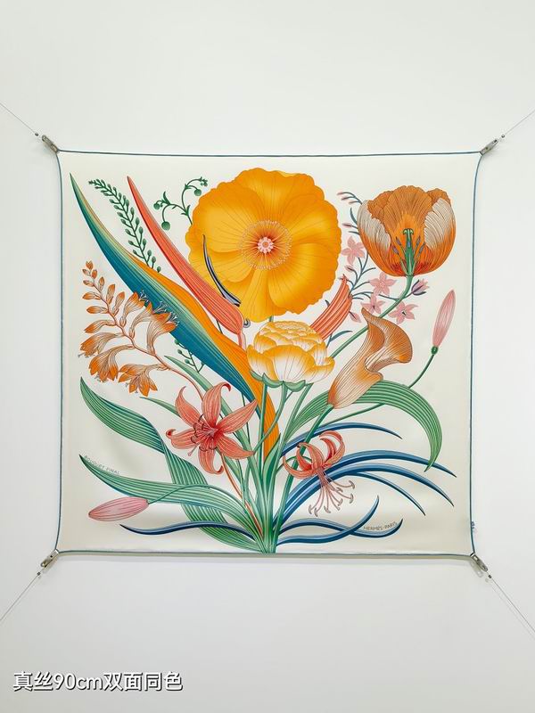Hermes silk scarf hm (414)