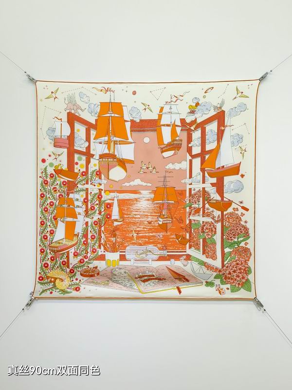 Hermes silk scarf hm (445)