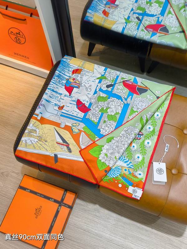 Hermes silk scarf hm (448)
