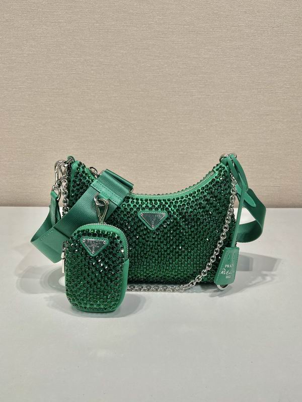 Prada 1BH204绿闪钻22x16x6cm AP