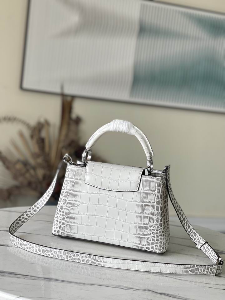 Capucines M48865白尼罗鳄鱼纹 27x18x9cm gf (4)