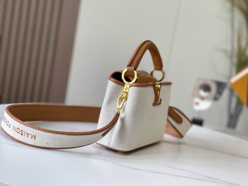 Capucines M59872麻布配浅土黄金扣21x14x8cm cs (2)