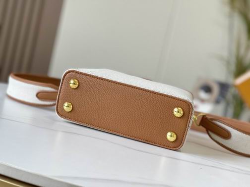 Capucines M59872麻布配浅土黄金扣21x14x8cm cs (3)