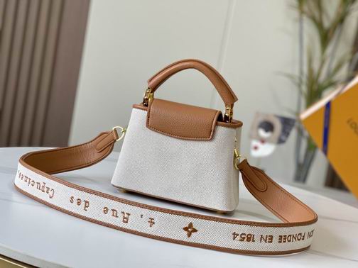 Capucines M59872麻布配浅土黄金扣21x14x8cm cs (4)