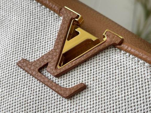 Capucines M59872麻布配浅土黄金扣21x14x8cm cs (6)