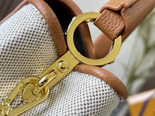 Capucines M59872麻布配浅土黄金扣21x14x8cm cs (7)