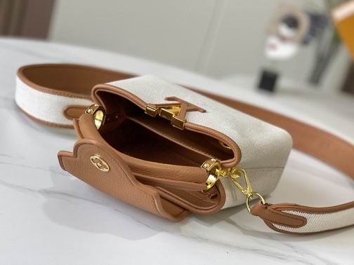 Capucines M59872麻布配浅土黄金扣21x14x8cm cs (9)