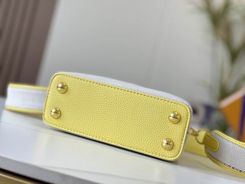 Capucines M59872麻布配蛋黄金扣21x14x8cm cs (4)