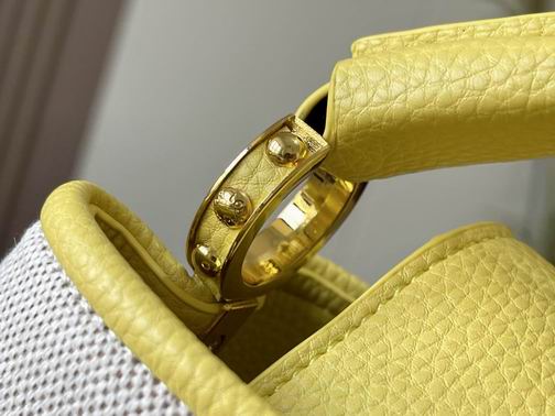 Capucines M59872麻布配蛋黄金扣21x14x8cm cs (6)