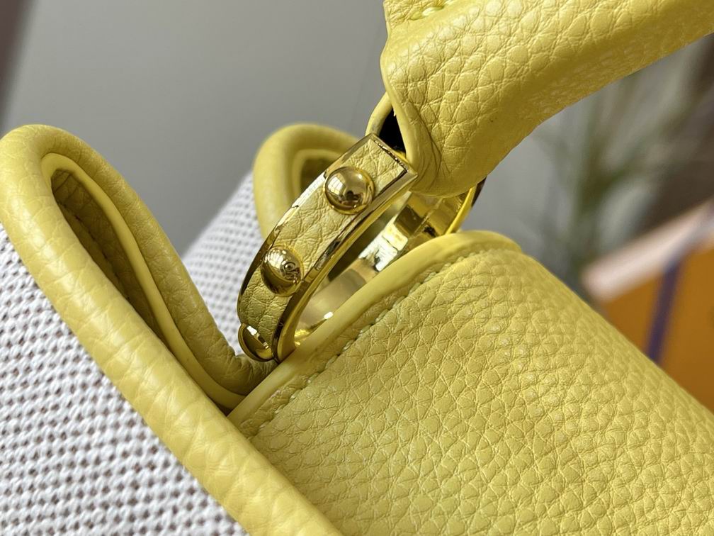 Capucines M59873麻布配蛋黄金扣27x21x10cm cs (6)