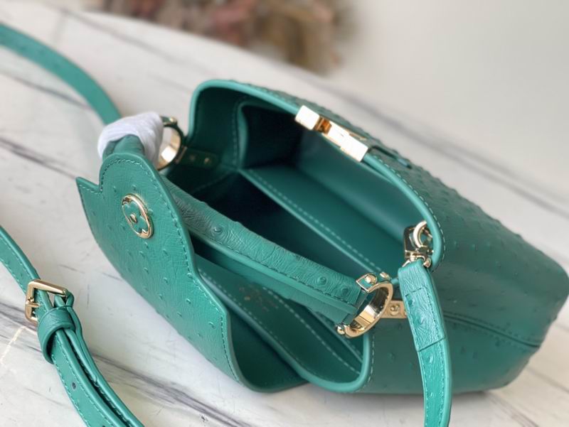 Capucines M95393绿 蓝色鸵鸟21x14x8cm gf (18)