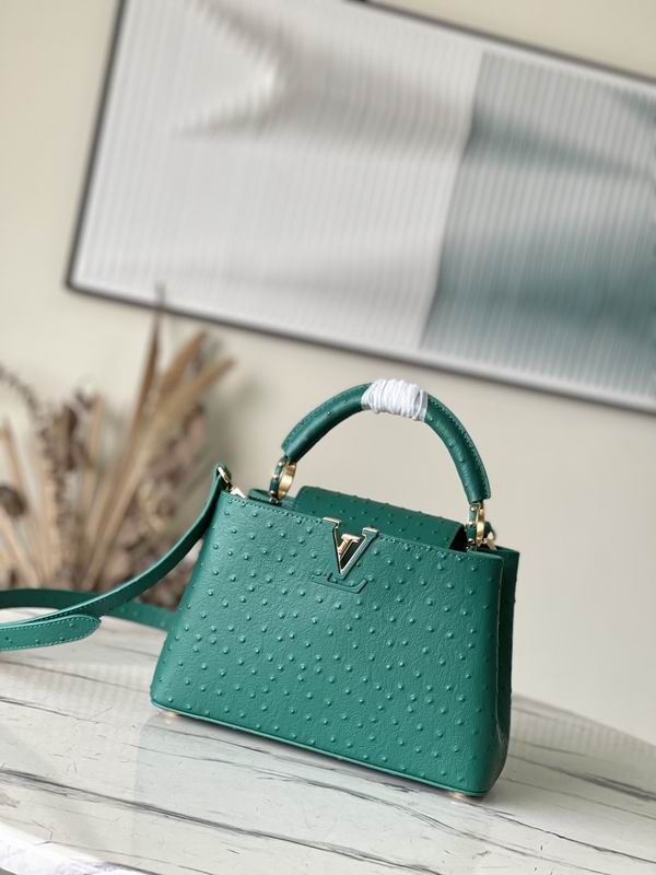 Capucines M95393绿 蓝色鸵鸟27x21x10cm gf (10)