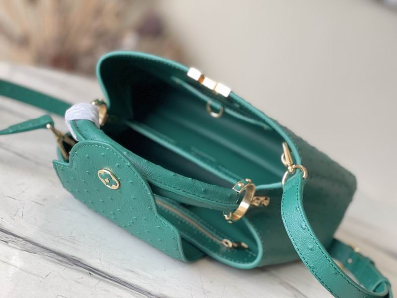 Capucines M95393绿 蓝色鸵鸟27x21x10cm gf (18)