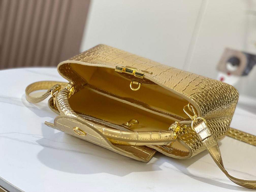 N92967复古金色鳄鱼纹31.5x20x11cm cs (8)